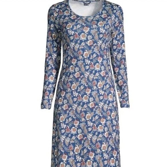 Lands' End Women's Supima Cotton Long Sleeve Midcalf Nightgown, NWT - Picture 2 of 3